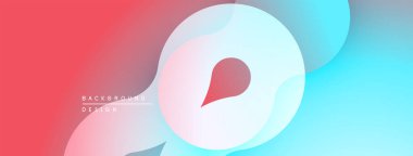 Soyut arkaplan özellikleri akan şekiller, gradyanlar. Kırmızı, pembe, mavi renkler modern tasarım yaratır. Minimalist estetik, temiz kompozisyon.