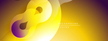 Soyut sıvı şekilleri, canlı sarı, mor renkler. Modern tasarım, pürüzsüz geçişler, dinamik kompozisyon. Projeler için arkaplan ögesi.