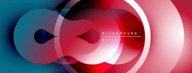 Soyut renkli tasarım. Üst üste binen daireler dinamik görsel efekt yaratır. Gradyan gölgeler pürüzsüz, modern estetik.