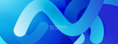 Soyut mavi dalgalar dinamik bir zemin oluşturur. Yumuşak eğimler hareketi, derinliği gösterir. Dijital projeler için modern tasarım ögesi.