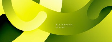 Soyut arkaplan dalgalı katmanlar, canlı sarı, yeşil renkler içerir. Modern tasarım derinlik yaratır, görsel ilgi yaratır. Yumuşak geçişler dinamik bileşim sunar.