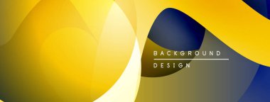 Soyut sıvı şekilleri, sarı, mavi, gri gradyanlar. Arka planlar ve sunumlar için modern tasarım öğesi. Minimalist estetik.