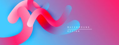 Soyut sıvı şekiller, canlı renklerin karışımı. Pembe, mavi, mor renkler dinamik kompozisyon oluşturur. Modern tasarım ögesi.