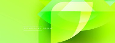 Parlak yeşil soyut arka plan. Üst üste binen şekiller dinamik görsel akış yaratır. Dijital projeler için modern tasarım ögesi.