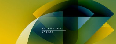 Soyut geometrik tasarım. Sarı, yeşil renkler harmanlanır. Metin elementli modern arkaplan. Minimalist tarz, dinamik kompozisyon.