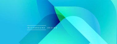 Soyut gradyan şekiller çakışıyor. Mavi, turkuaz, yeşil renkler modern arka plan tasarımı yaratır. Minimalist estetik, pürüzsüz geçişler görünür..