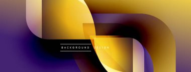 Soyut geometrik şekiller mor, altın ve gümüş renkleri harmanlarlar. Modern tasarım akışkan hareketi, dinamik enerjiyi çağrıştırıyor. Minimalist estetik.