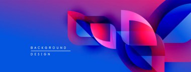 Soyut sıvı şekilleri örtüşür, parlak mavi, pembe ve mor renkler yaratır. Arkaplan, pankart ve sunumlar için modern tasarım ögesi.