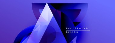 Soyut geometrik şekiller, mavi gradyanlar, modern tasarım. Arkaplan özellikleri katmanlı biçimler, dinamik görsel efekt oluşturur.