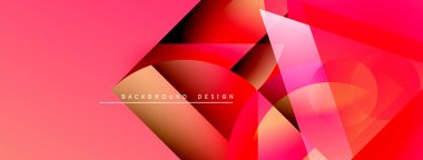 Soyut geometrik şekiller, canlı kırmızı renkler, pembe eğimler. Modern tasarım elementleri dinamik görsel doku oluşturur.