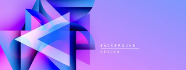 Soyut geometrik şekiller, canlı mor, mavi renkler. Modern tasarım, değişim etkisi, temiz estetik. Dijital projeler için uygun arkaplan.