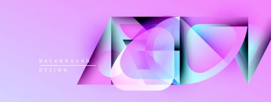 Soyut geometrik şekiller örtüşüyor, canlı mor, mavi renkler yaratıyor. Arkaplan ve sunumlar için modern tasarım ögesi.