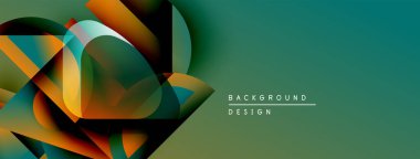 Soyut geometrik şekiller örtüşüyor, dinamik renk eğimleri yaratıyor. Modern tasarım öğeleri akıcılık, derinlik, görsel ilgi.