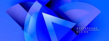 Soyut mavi tasarım üst üste binen şekiller, gradyanlar, dinamik kompozisyon. Modern estetik, uygun arkaplan ögesi.