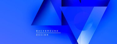 Soyut mavi arkaplan geometrik şekiller, gradyanlar, metin okuma arkaplan tasarımı içerir. Modern, canlı görsel sunum.