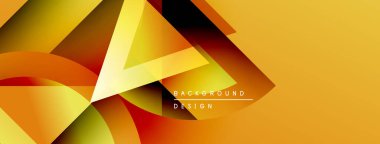 Soyut geometrik şekiller, sıcak renkler baskın gelir. Gradyan karışımları dinamik görsel efekt yaratır. Arkaplan tasarım ögeleri mevcut.