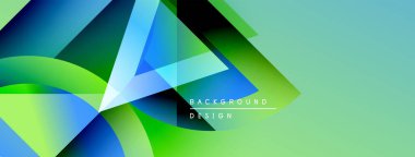 Soyut geometrik şekiller, canlı renklerin karışımı. Gradyan gölgeler dinamik görsel efekt yaratır. Arka planlar için modern tasarım ögesi.