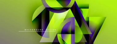 Soyut geometrik şekiller örtüşür, canlı gradyanlar yaratır. Yeşil mor aksanlı tasarıma hükmediyor. Modern arkaplan dokusu.