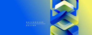 Soyut geometrik tasarım. Mavi, sarı gradyanlar dinamik görsel efekt yaratır. Dijital projeler için modern arkaplan.