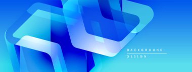 Soyut mavi şekiller örtüşür, dinamik görsel efekt yaratır. Arkaplan derinlik katıyor, modern his katıyor. Temiz tasarım elemanları.