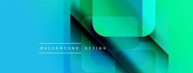 Soyut gradyan katmanlar dinamik bileşim oluşturur. Mavi, yeşil renkler harmanlanarak modern arka plan tasarımını oluşturuyor. Minimalist estetik.