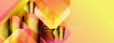 Soyut geometrik şekiller örtüşür, canlı bir değişim etkisi yaratır. Sarı, turuncu, kırmızı renkler tasarımda baskın. Modern, dinamik kompozisyon.