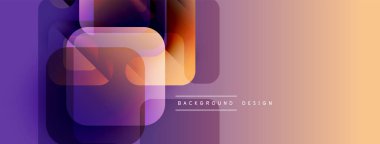 Soyut geometrik şekiller mor ve turuncu renkleri harmanlarlar. Modern tasarım katmanlı dikdörtgenler, gradyanlar içerir. Minimum metin arkaplan tasarımı okur.