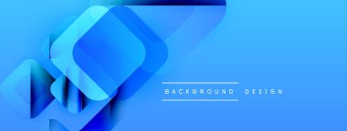 Soyut mavi tasarım katmanlı kareler, gradyanlar, dinamik bileşimler içerir. Arka planlar ve pankartlar için modern estetik.