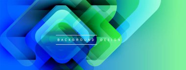 Soyut geometrik şekiller, canlı mavi-yeşil gradyanlar. Modern tasarım elementleri dinamik görsel doku oluşturur. Arkaplan teknoloji ve yenilik öneriyor.