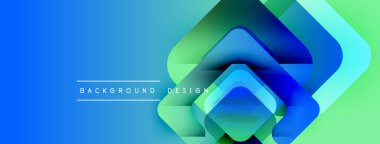 Soyut gradyan arkaplan özellikleri katmanlı şekiller. Mavi yeşile geçişler, dinamik görsel efekt yaratır. Modern tasarım ögesi.