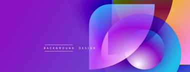 Soyut mor arka plan katmanlı daireler, canlı renkler. Modern tasarım elementleri dinamik görsel etki yaratır.