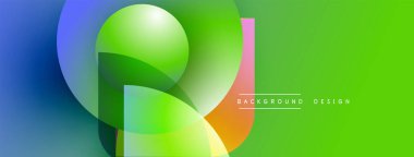 Soyut, enerjik şekiller çakışıyor. Renkler karışır, modern görsel efekt yaratır. Yeşil sağ tarafa hükmediyor, mavi sola.