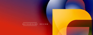 Soyut renkli arkaplan. Üst üste binen şekiller dinamik görsel efekt yaratır. Gradyan geçişler, modern tasarım elementleri.