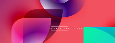 Soyut, enerjik bir arkaplan. Üst üste binen şekiller dinamik görsel efekt yaratır. Renkler düzgün bir şekilde harmanlanarak modern estetik sunuyor.
