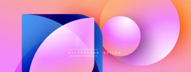 Soyut gradyanlar harmanlanır ve dinamik şekiller yaratır. Pembe, mor, mavi renkler kompozisyona hakim. Arka planlar için modern tasarım ögesi.