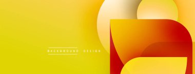 Soyut sarı arkaplan. Üst üste binen şekiller dinamik değişim etkisi yaratır. Modern tasarım ögeleri pürüzsüz geçişler sunar.