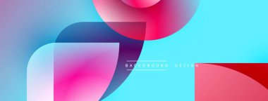 Soyut sıvı şekilleri kesişir. Canlı pembeler, maviler, morlar dinamik kompozisyon oluşturur. Arka planlar için modern tasarım ögesi.