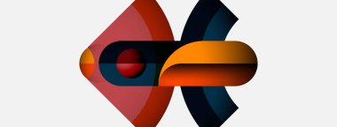 Soyut şekiller örtüşür, dinamik bileşim yaratır. Sıcak renkler serin renkleri karşılar. Minimalist tasarım modern estetiği çağrıştırıyor.