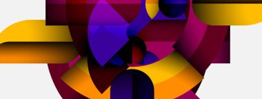 Soyut geometrik bileşim. Kalın renkler karışıyor, dinamik şekiller yaratıyor. Modern tasarım enerjiyi, hareketi, görsel ilgiyi çağrıştırıyor.