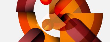 Üst üste binen turuncu ve kırmızı şekilli soyut kompozisyon. Eğri çizgileri, geometrik formları ve sıcak tonlarıyla minimalist tasarım.