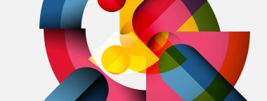 Soyut kompozisyon. Üst üste binen renkli şekiller, dinamik görsel deneyimler yaratıyor. Yumuşak gradyanlar, modern tasarım, canlı renkler.