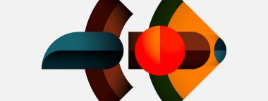 Soyut geometrik şekiller örtüşür, dinamik bileşim yaratır. Sıcak, serin renkler karışıyor, görsel ilgi gösteriyor. Minimalist tasarım.