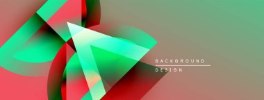 Soyut geometrik şekiller, canlı renklerin karışımı. Gradyan arka plan dinamik görsel efekt yaratır. Modern tasarım elemanları.