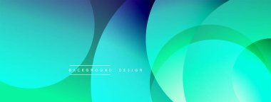 Soyut sıvı şekilleri örtüşür, canlı turkuaz eğimleri yaratır. Modern tasarım hareketi, enerjiyi, tazeliği çağrıştırıyor. Minimalist estetik.