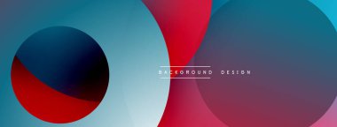 Soyut geometrik şekiller çakışıyor. Canlı renkler harmanlanır, modern tasarım yaratır. Yumuşak eğimler derinlik ve hareket önerir.