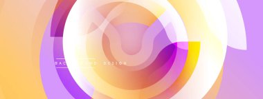 Soyut dairesel katmanlar dinamik görsel akış yaratır. Yumuşak gradyanlar şeftali, leylak, beyaz renkler harmanlarlar. Arka planlar için modern tasarım ögesi.