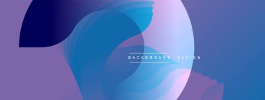 Soyut sıvı şekilleri örtüşür, parlak mor ve mavi renkler yaratır. Modern tasarım elementleri dinamik hareketi, pürüzsüz geçişleri önerir.