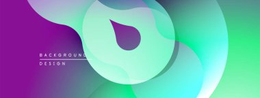 Soyut sıvı şekiller, canlı renklerin karışımı. Modern tasarım, pürüzsüz gradyanlar dinamik görsel efekt yaratır. Mor, yeşil renkler kompozisyona hakim..