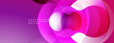 Soyut pembe mor tasarım. Üst üste binen daireler dinamik görsel efekt yaratır. Sunumlar ve web siteleri için modern arkaplan.