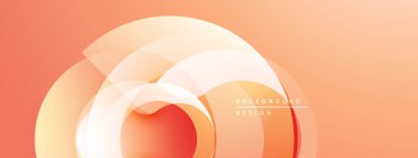 Soyut turuncu tasarım. Üst üste binen daireler dinamik görsel efekt yaratır. Yumuşak eğilimler, modern estetik. Minimalist kompozisyon.
